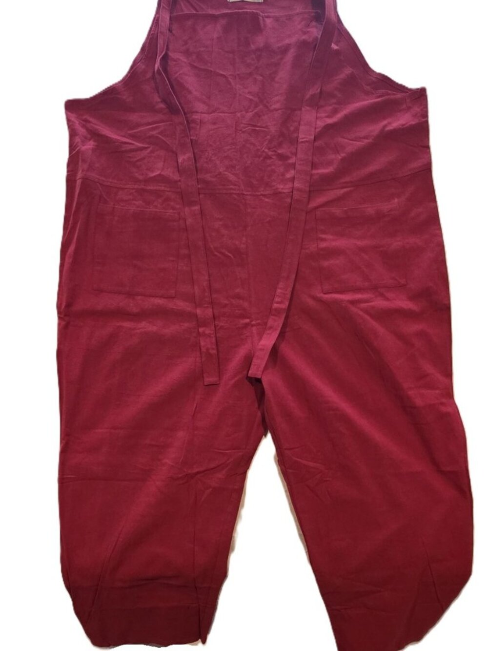 *Women's Jumpsuit Overalls Plus Size Wide Leg Linen Baggy Bib Pants Red*